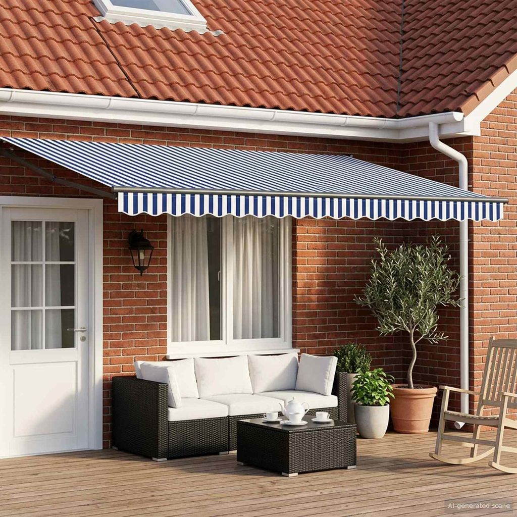 vidaXL Elektrische ausziehbare Markise Blau, Weiß, Anthrazit 4 x 2 m