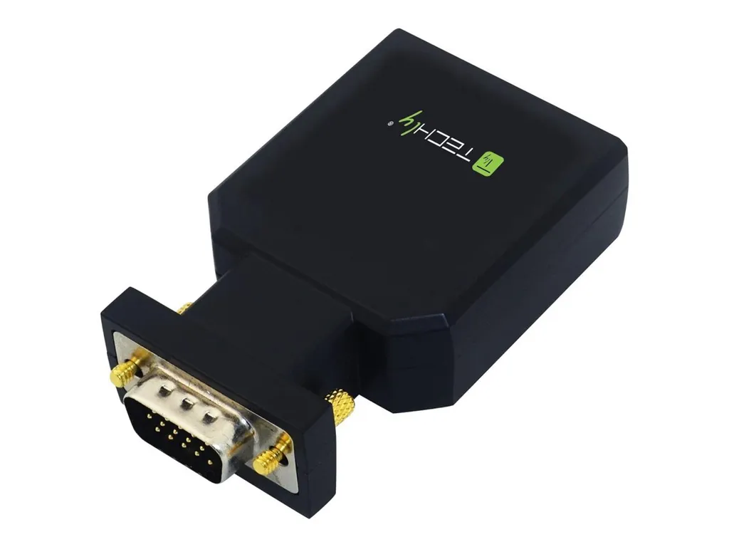 Convertisseur VGA HDMI Compact Techly sans Pilote avec Sortie Audio Stéréo