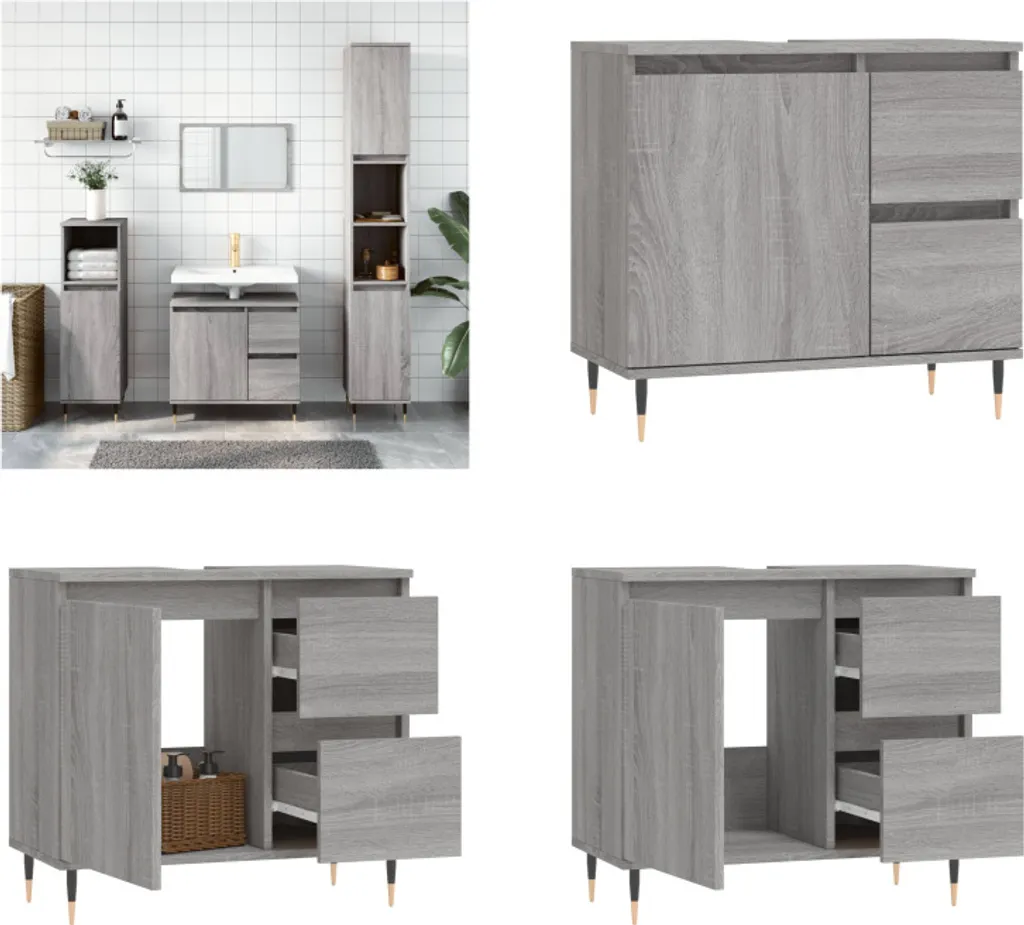 Armadietto Bagno Grigio Sonoma 65cm vidaXL: Ordine per Tutta la Famiglia