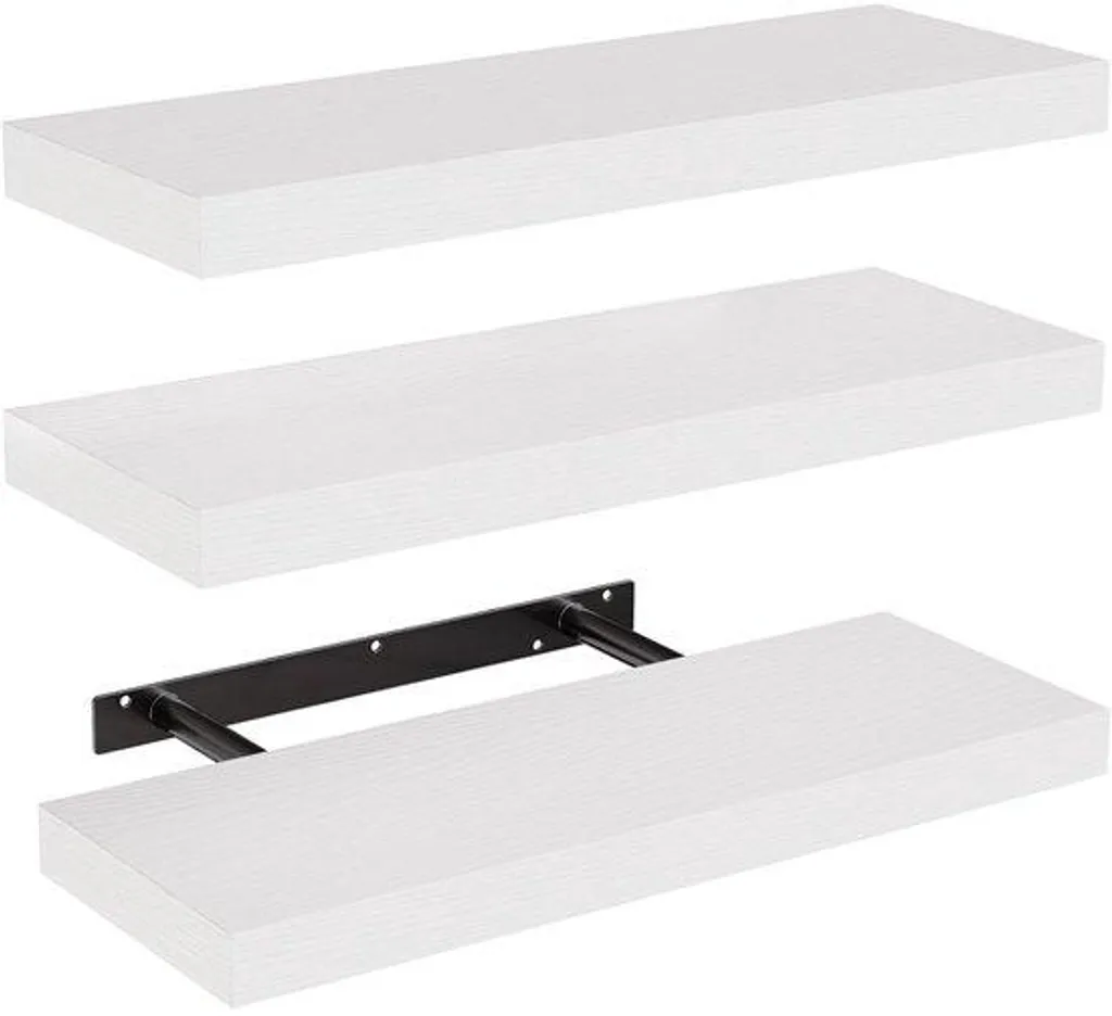 Planches Murales Design 40 cm Blanc Brillant - Lot de 3 Finition Luxe