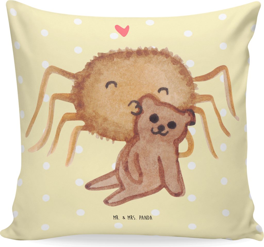 Mr. & Mrs. Panda kuschelkissen 40x40 Spinne Agathe Teddy - Gelb Pastell - Geschenk, Kuschel Kissen, Verliebt, Treue, Liebesbeweis, Miteinander, bed...