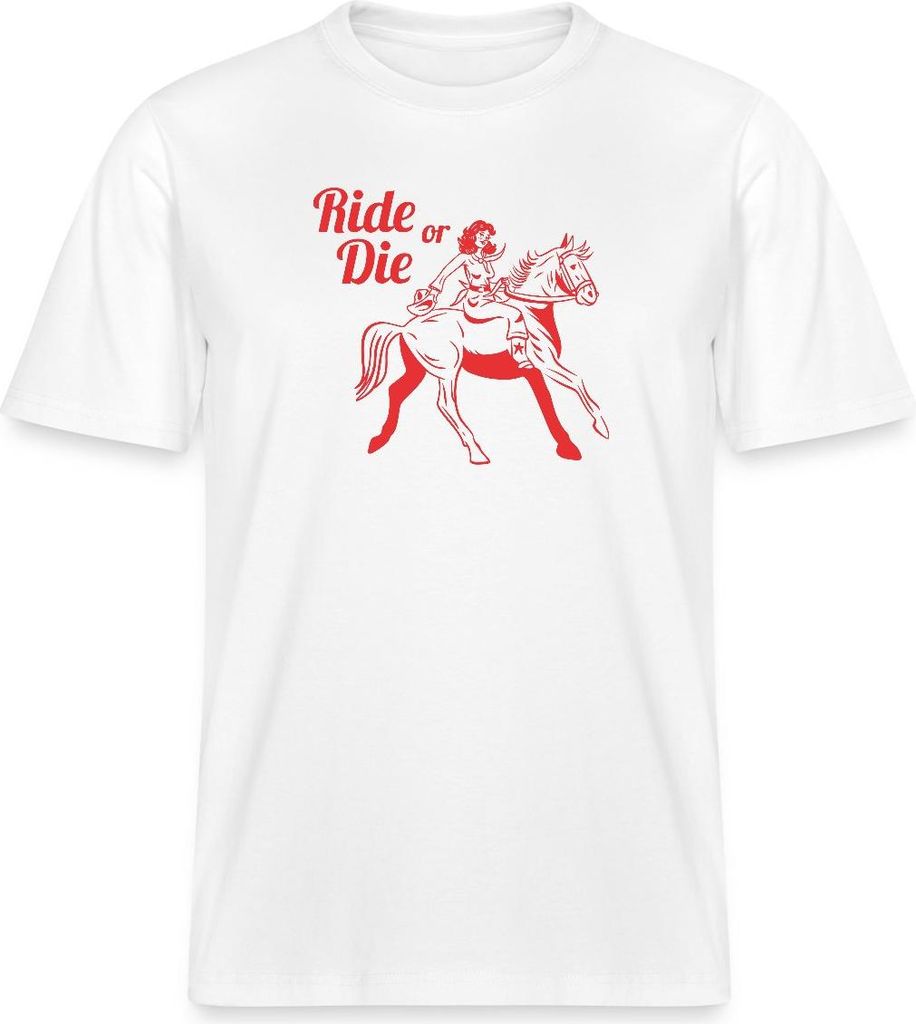 Spreadshirt Ride Or Die Best Friends Western Cowboy Relaxed Fit Uni T-Shirt, XL, Weiß