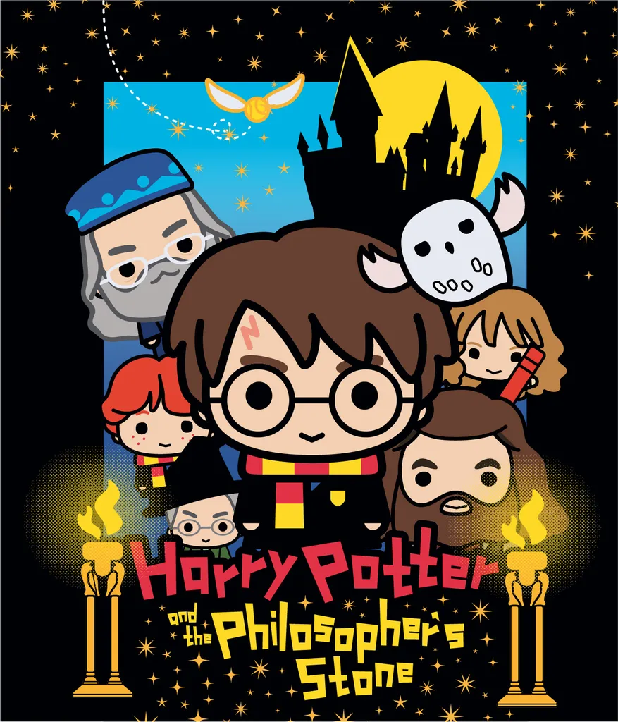 Couverture Harry Potter Chibi Premium en polaire corail Warner Bros