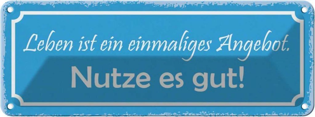 vianmo Blechschild 10x27 cm Leben ist ein einmaliges Angebot Spruch Zitat
