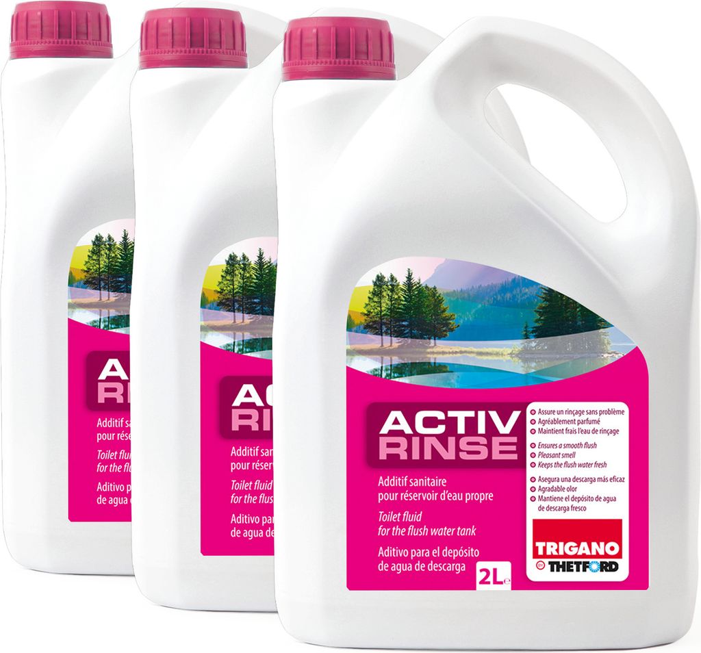3x Thetford Activ Rinse Toiletten Zusatz für den Spülbehälter 2L Sanitärflüssigkeit Camping Toilette
