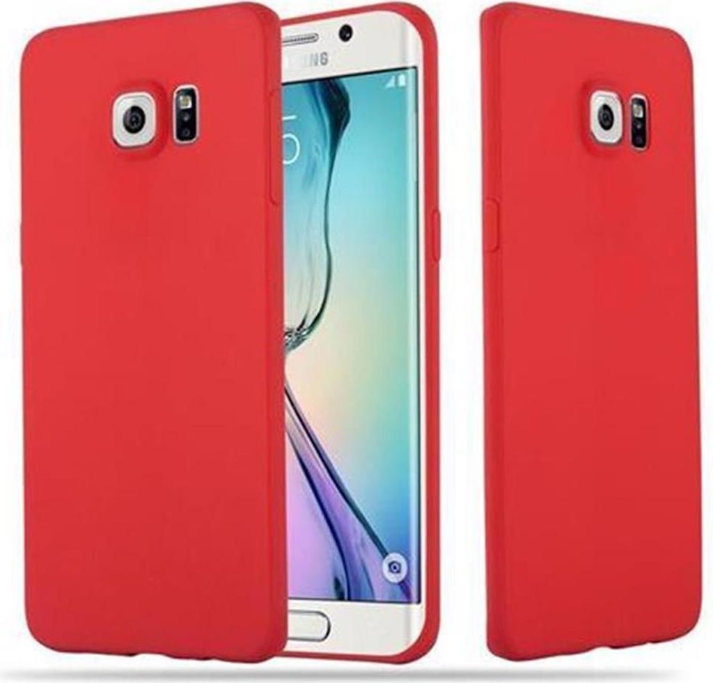 Cadorabo Hülle für Samsung Galaxy S6 EDGE Schutzhülle in Rot Handyhülle TPU Silikon Etui Case Cover