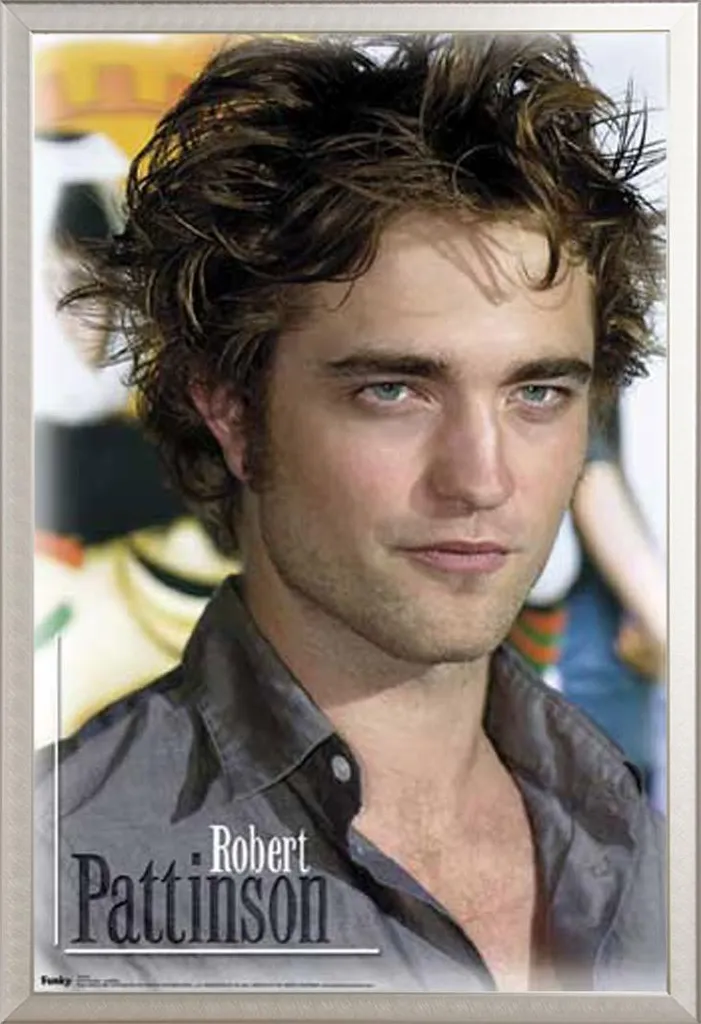 Cadre avec affiche Robert Pattinson Glance, cadre aluminium Shinsuke gris