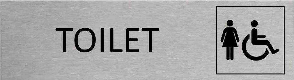 CombiCraft Aluminium Türschild Toilet Damen & Barrierefrei 165x45mm mit 3M-Tape