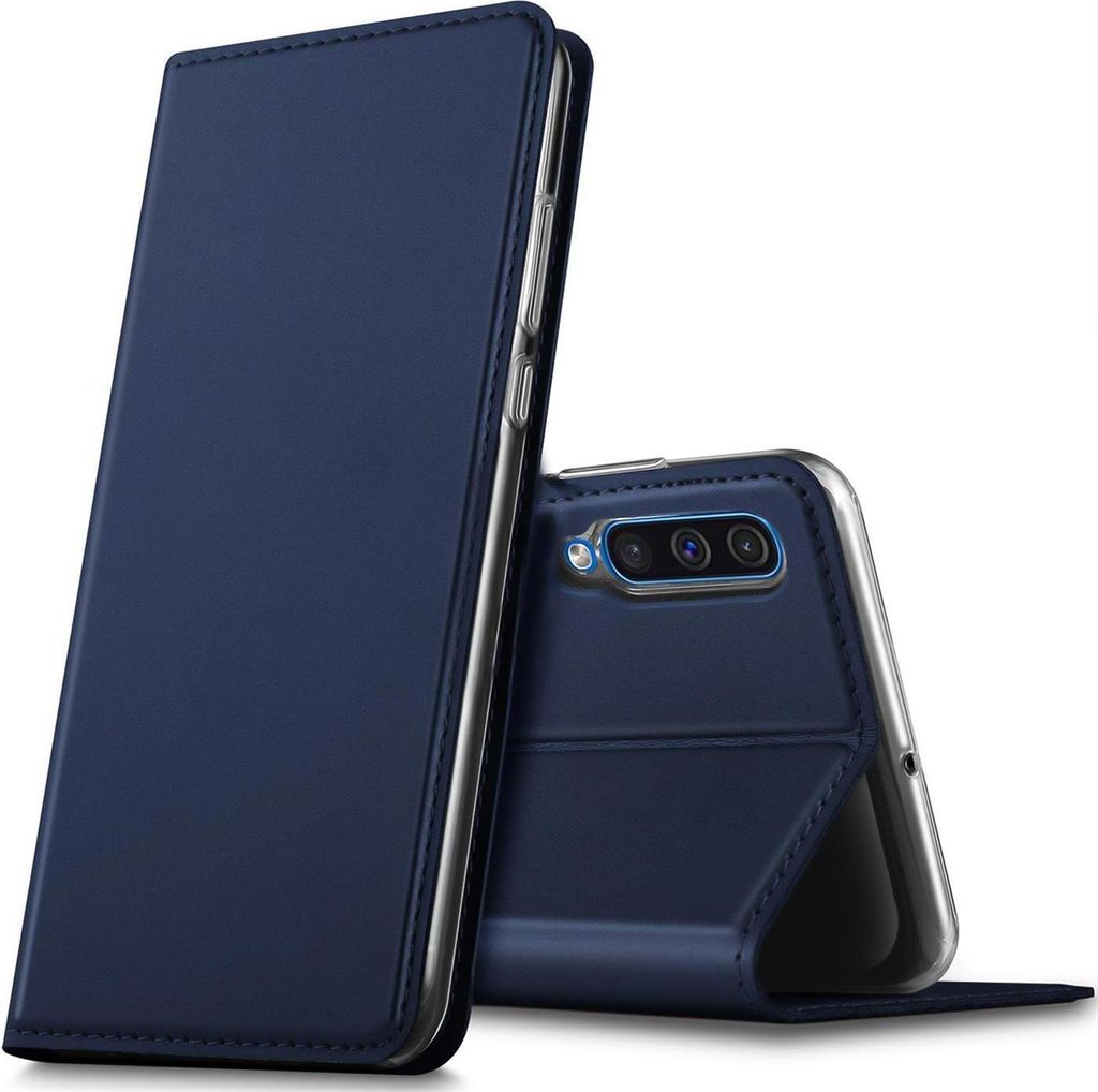 Conie Ultra Slim Klapp Tasche für Samsung Galaxy A50 / A30 Kartenfach Hülle Rundumschutz in Blau