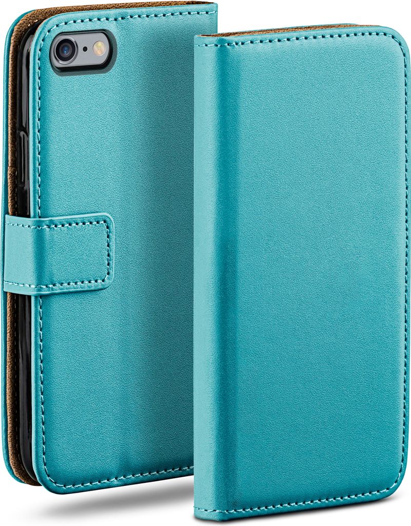 moex Book Case kompatibel mit iPhone 6s / iPhone 6 - Hülle 360 Grad klappbar, Türkis