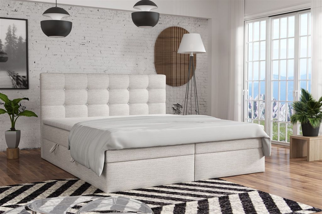 Boxspringbett Schlafzimmerbett BASILIO 140x200cm inkl.Bettkasten