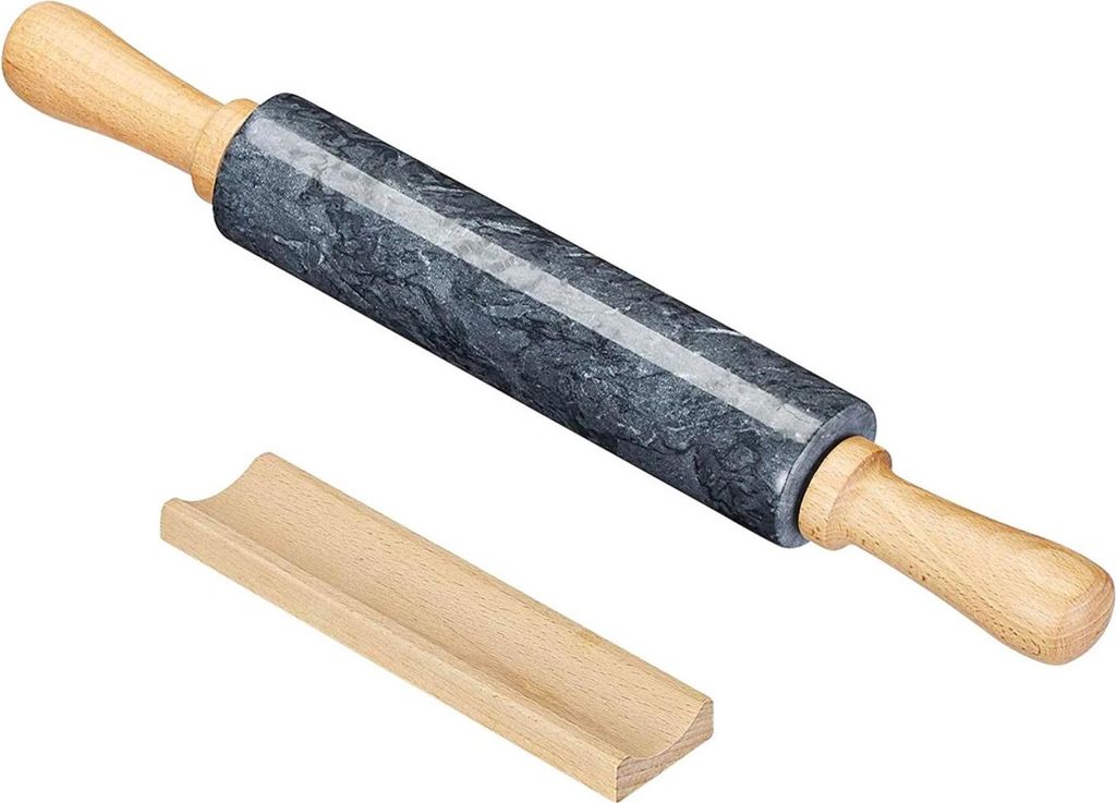 Intirilife mattarello in marmo con vassoio nero - 46,5 cm - Immagine del prodotto 