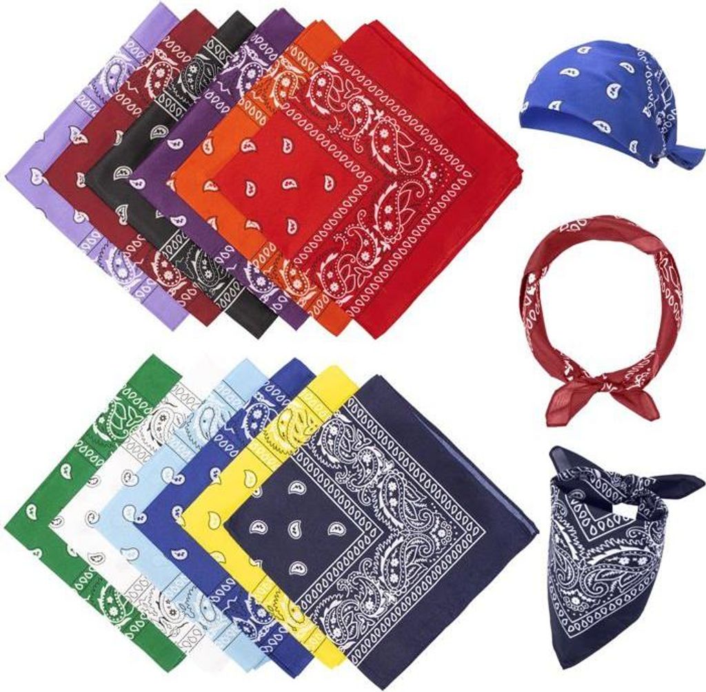 Set mit 12 Bandanas für Damen und Herren, Stirnband aus Produktbild 