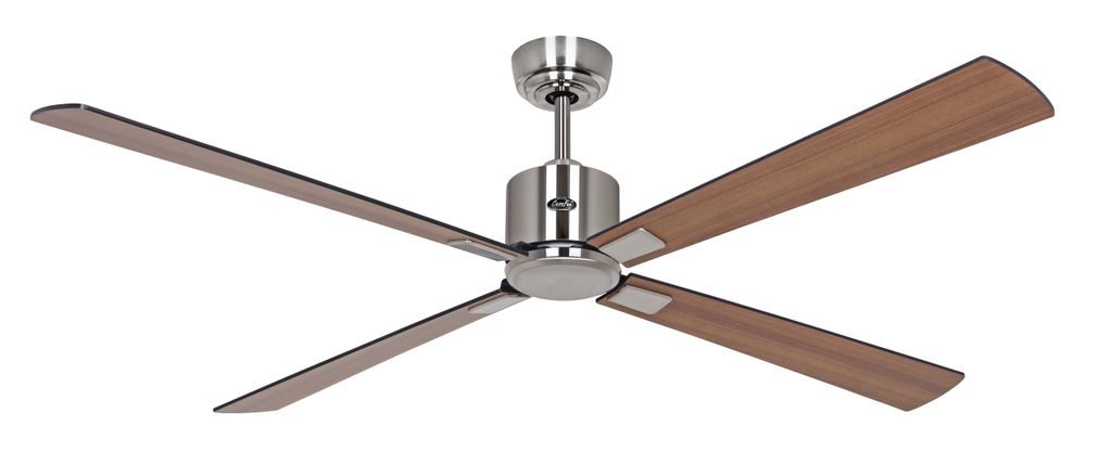 Energiespar Deckenventilator Eco Neo III 152 cm Chrom glänzend Flügel Schwarz / Teak mit Fernbedienung