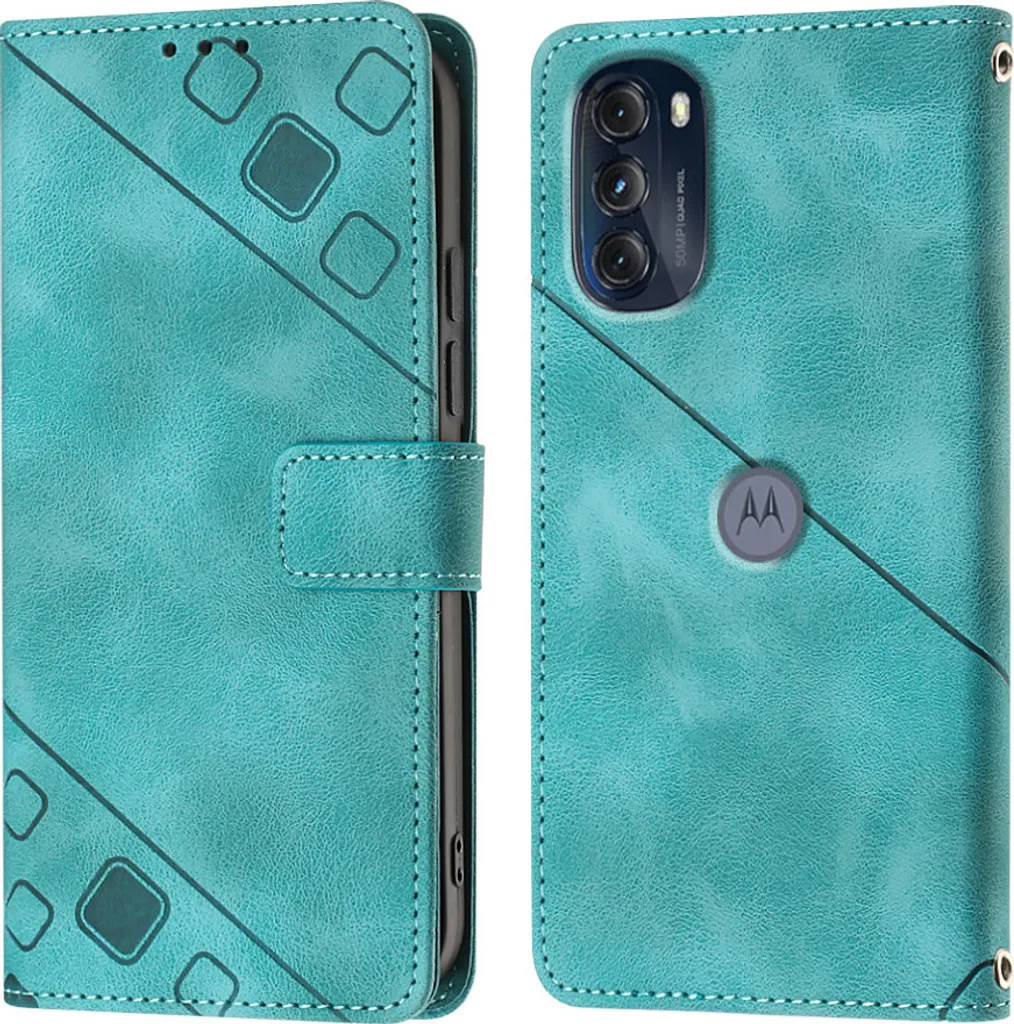 Custodia Motorola Moto G 5G 2022 in Rilievo Verde | Cover Portafoglio