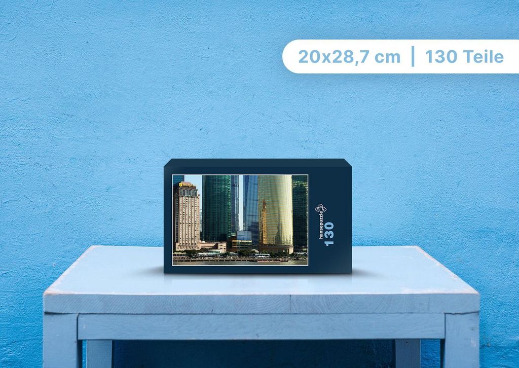 hansepuzzle 101510 - Hochhäuser Puzzle, 130 Teile, Gebäude, 28,7 x 20,0cm mit hochwertiger Aufbewahrung, Kartonbox und wiederverschließbarem Beutel