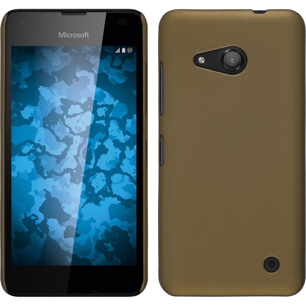 PhoneNatic Case kompatibel mit Microsoft Lumia 550 - Hülle gold gummiert Hard-case + 2 Schutzfolien