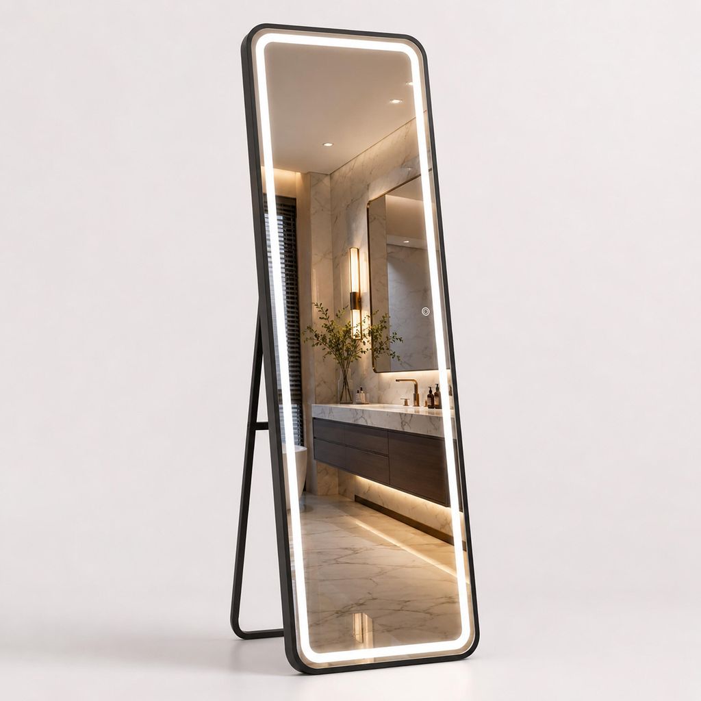 Specchio a figura intera illuminato Relaxdays, 160 x 50 cm, Immagine del prodotto  Immagine generata dall'IA