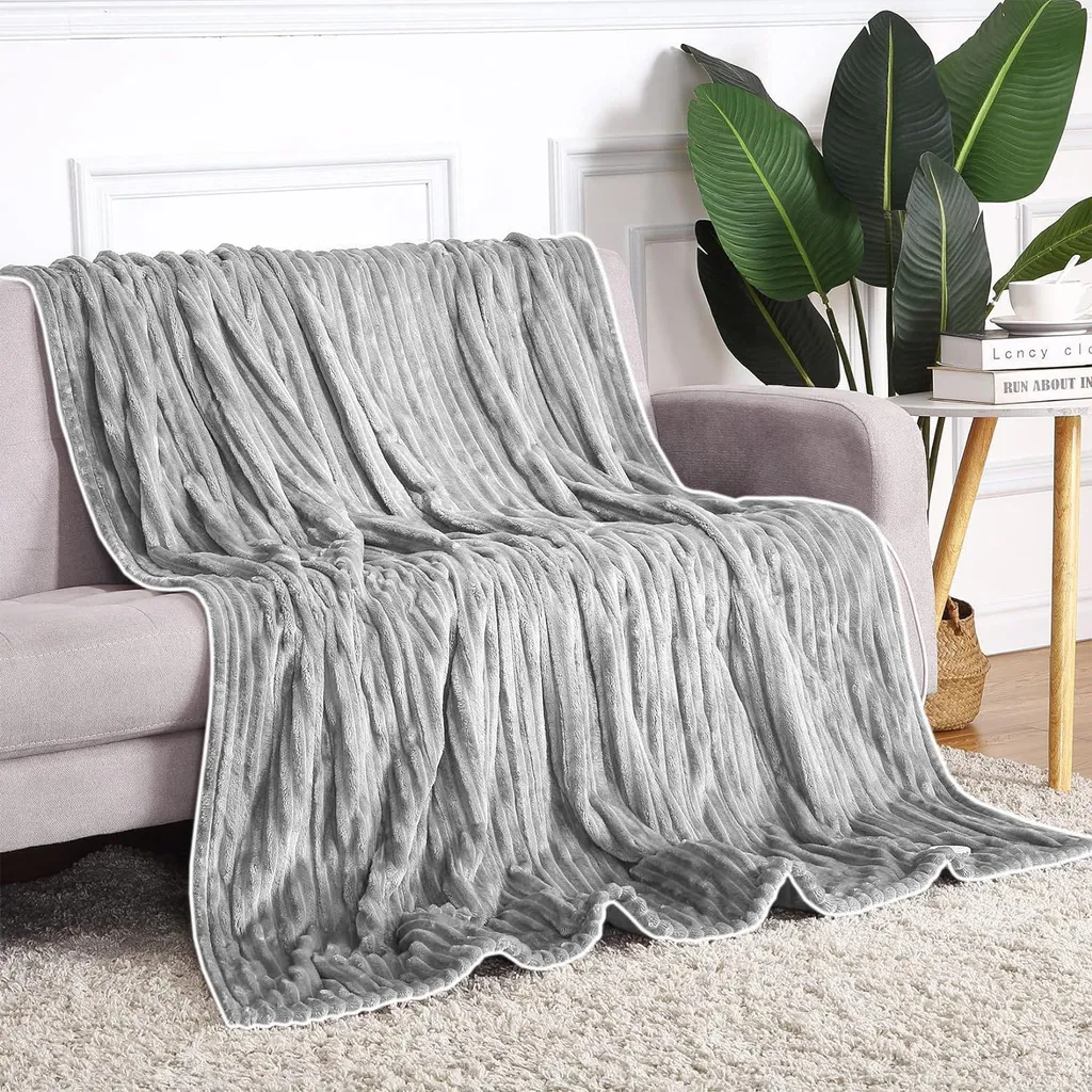 Couverture chauffante électrique en flanelle polaire avec minuterie
