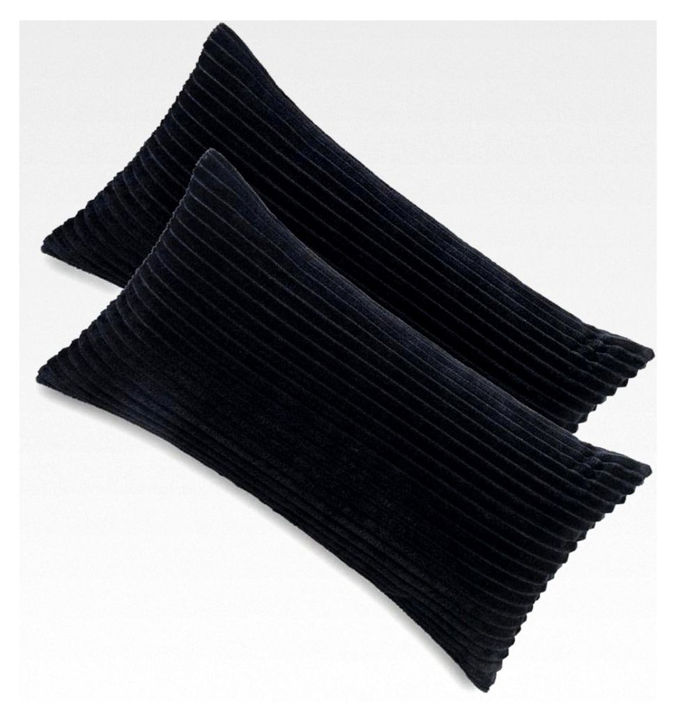 2er Set Kissenbezüge Cashmere Touch Fleece, Farbe: Schwarz, Größe: 2x 40x80 cm