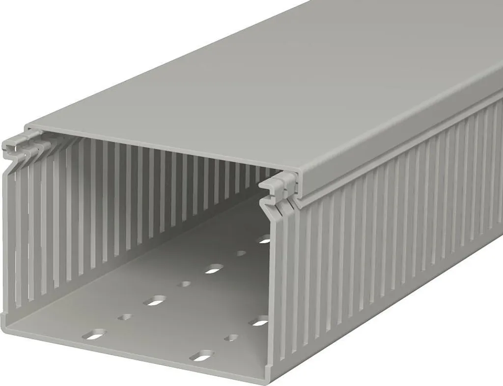 Goulotte de câblage fendue 80x120 mm gris pierre pour armoire électrique