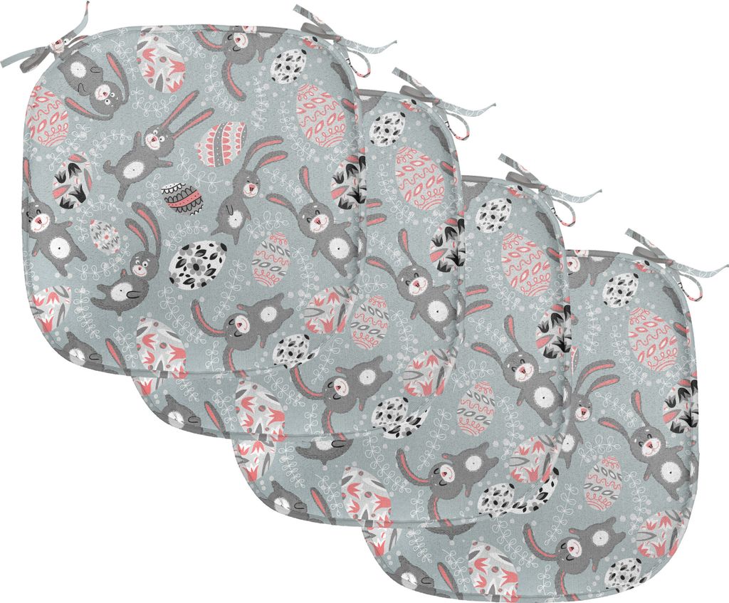 ABAKUHAUS Ostern Polster für Esszimmerstühle, Kinder Spielzeug Lustige Hasen, Dekoratives wasserfestes Kissen mit Riemen für Küchensitze, 40 cm...