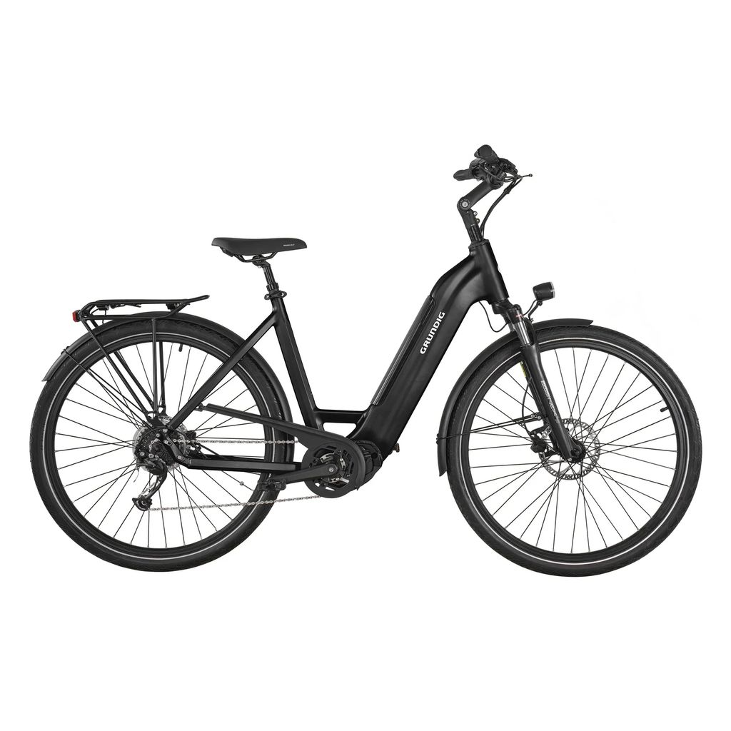 GRUNDIG GCB-1 E-Bike mit Mittelmotor und Drehmomentsensor, Elektrofahrrad E-Cityrad E-Citybike City E-Bikes & E-Hollandräder Schwarz