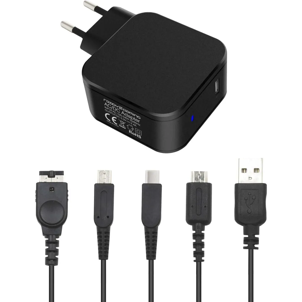 Caricabatterie Multiplo ready2gaming: Alimentatore Switch, 3DS, GBA SP
