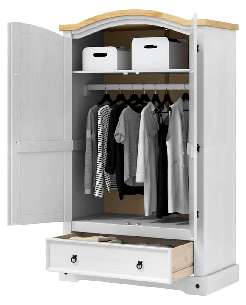 Kleiderschrank mit Schubladen in Weiß 101 x 52 x 170 cm für das Schlafzimmer, rechteckig, langlebiges Design für moderne Räume, für komfortabl...