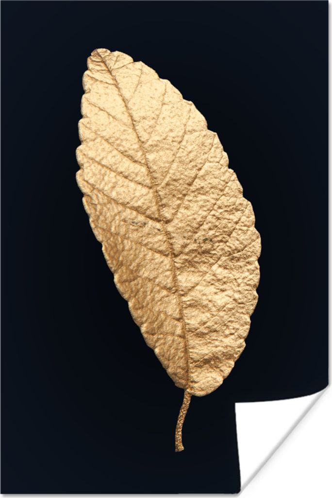 MuchoWow Poster Baum - Blatt - Schwarz und Gold 40x60 cm - Plakate für die Wand - Poster Babyzimmer