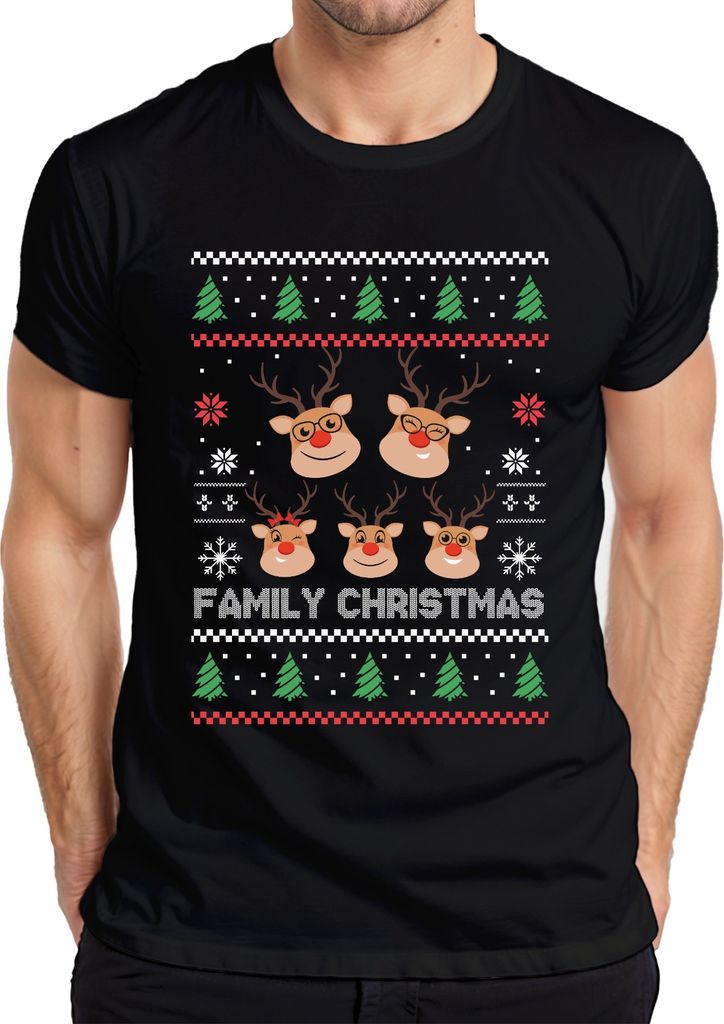 Family Christmas Ugly Sweater Familie - Weihnachten Weihnachtsgeschenk Christmas Herren T-Shirt, Schwarz, 3XL