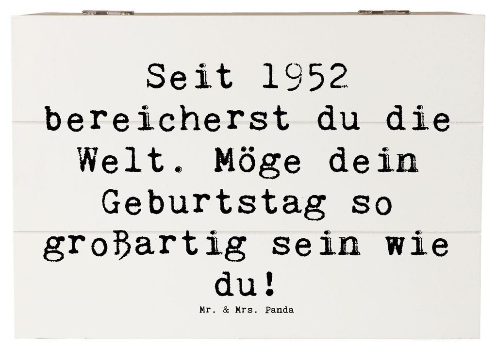 Mr. & Mrs. Panda Holztruhe Spruch 1952 Geburtstag 22 x 15 cm - Weiß - Geschenk, Happy Birthday, Nostalgie, fotobox, Holzkiste mit Deckel, Box, Jub...