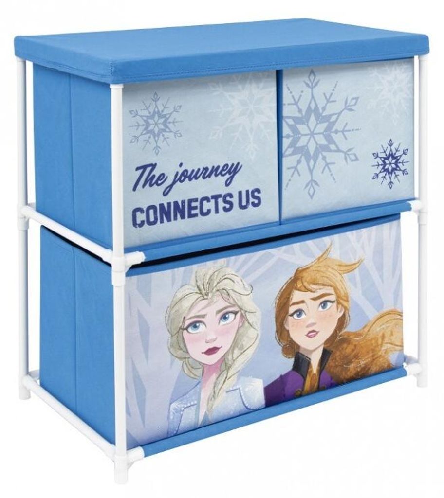 Frozen - Regal Kunststoffregal mit 3 Boxen Textil Kinderregal Aufbewahrung Kinderzimmer