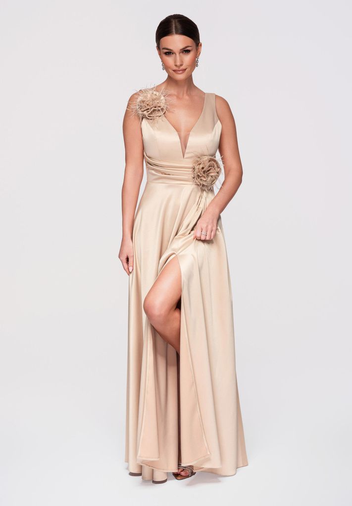 Ombre Maxi Abend- / Ballkleid mit ausgestelltem Rock gold M