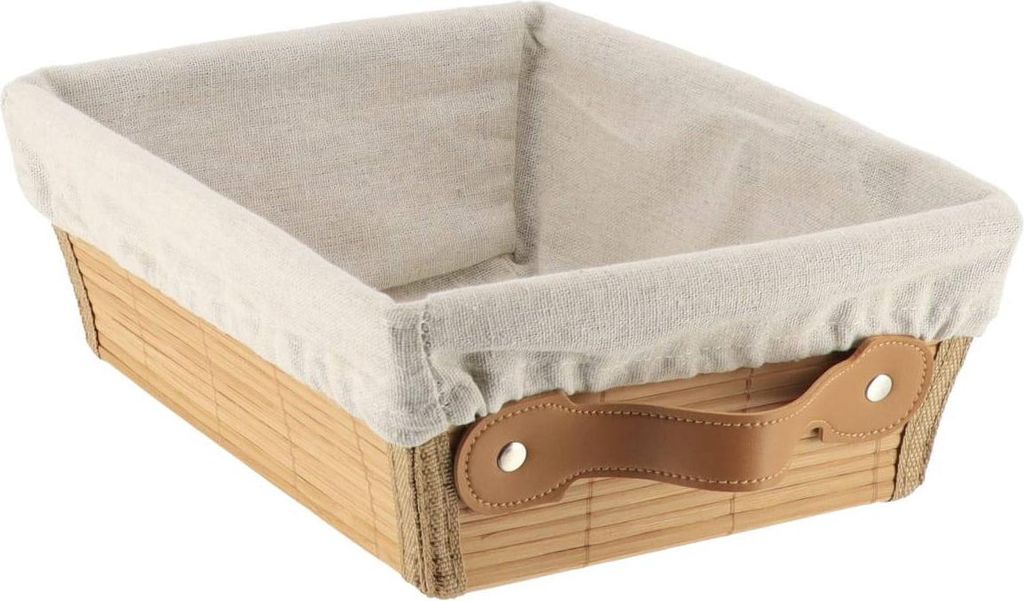 Ankleidekorb bambus b26 x t20,5 x h10,5 cm - bambus stoff leinen - Tendance