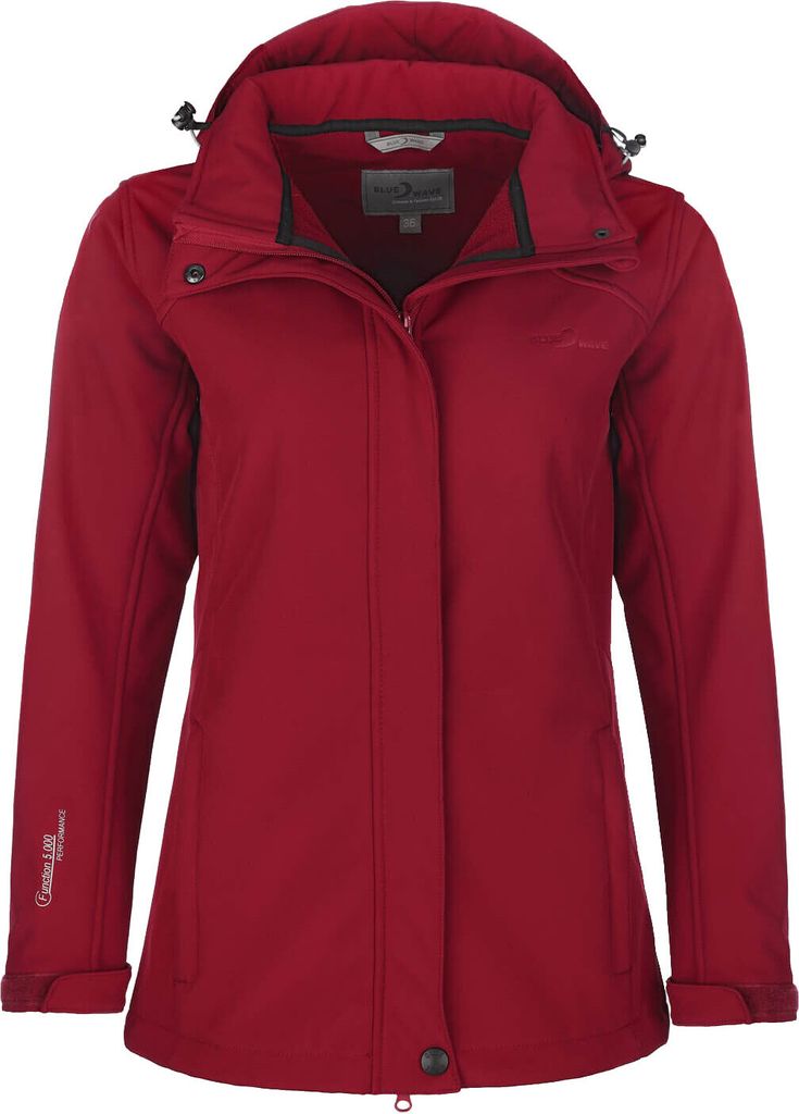 Blue Wave Damen Softshelljacke Bente mit Fleece-Innenfutter - Jacke mit abnehmbarer Kapuze in Rot Größe 42
