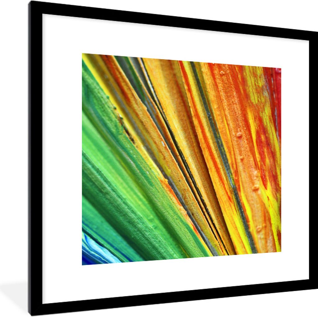 MuchoWow Gerahmtes Poster Buntes Ölgemälde 40x40 cm - Poster mit Schwarzem Bilderrahmen Wandposter Rahmen Foto Bilder - Poster - Plakat im Rahmen