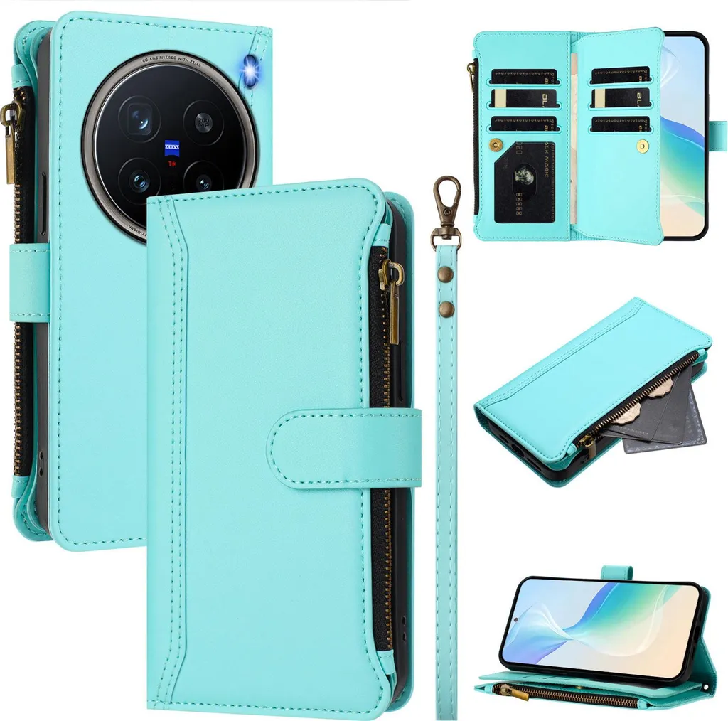 Custodia Vivo X200 Pro Verde Menta: Portafoglio da Avventura