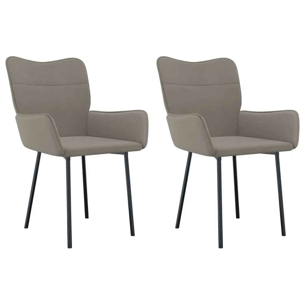2 Sedie Velluto Grigio Chiaro da Pranzo | Stile Nordic Chic