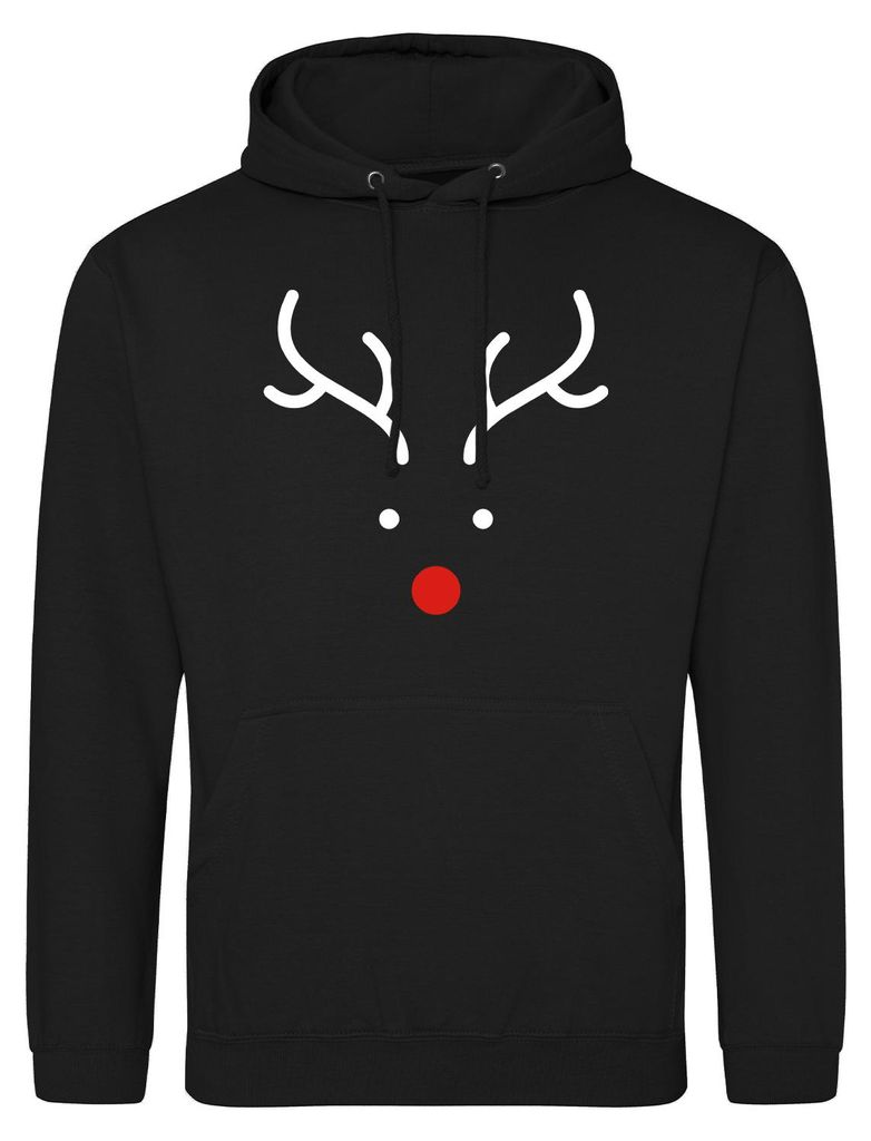 Huuraa Uni Hoodie Rentier Rudolph XL Deep Black Vegan Sweatshirt Geschenkidee