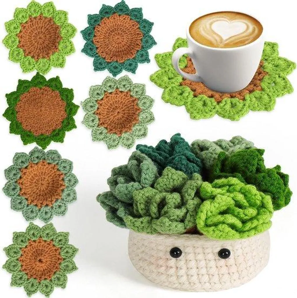 Set de Crochet Créatif Complet pour Adulte avec Laine Verte et Guide