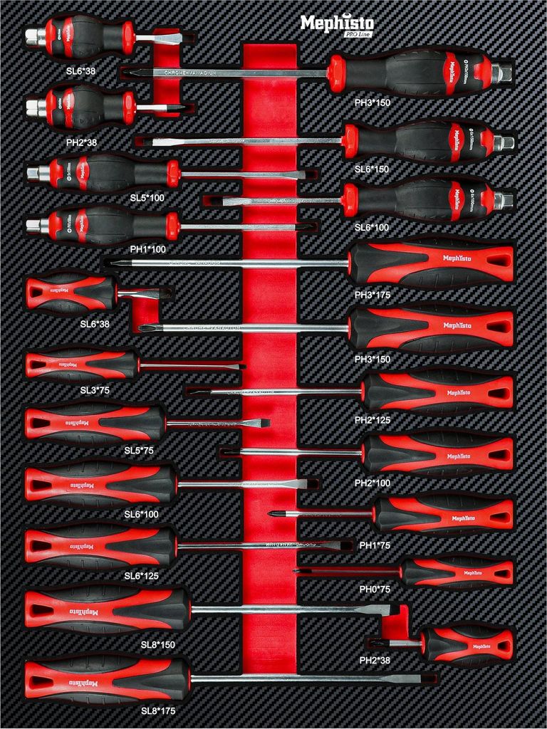 Mephisto ProLine Kreuz- und Schlitzschraubendreher-Set in Carbon Look Soft Inlay