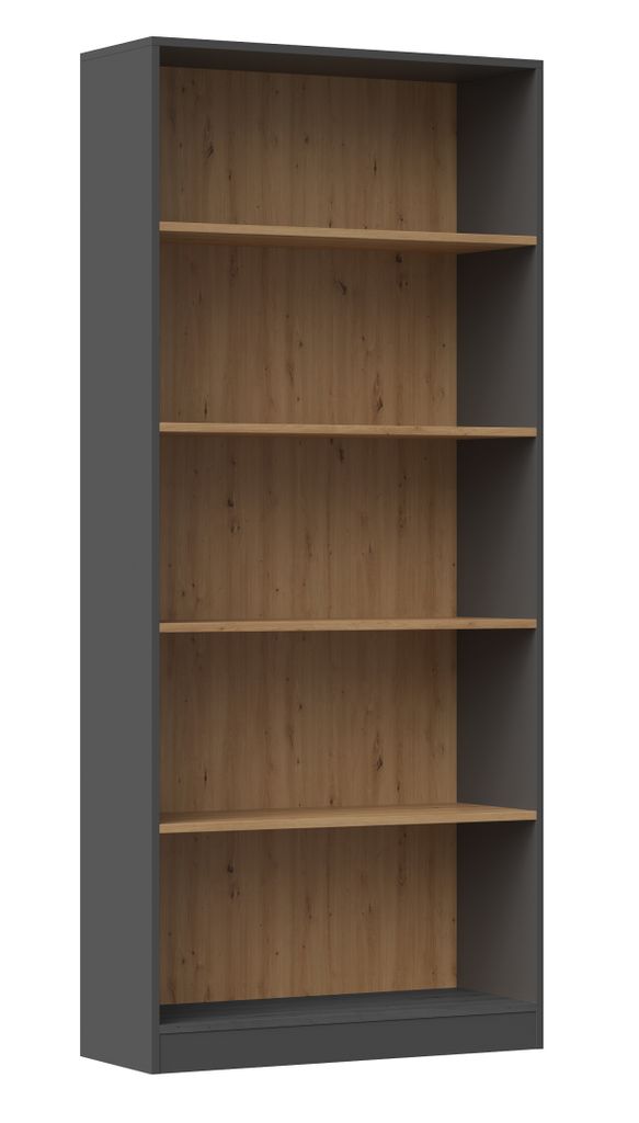 Schmales Bücherregal RAUNO – 80 cm, Eiche Artisan / Produktbild 