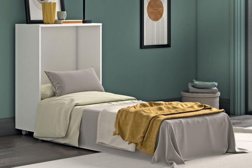 Asso Milano Magic, Schrankbett, Matratze inklusive, weißer Rahmen, montiert