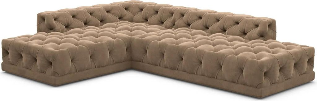 Samtstoff L-Form Lounge Sofa Meliva Braun Links