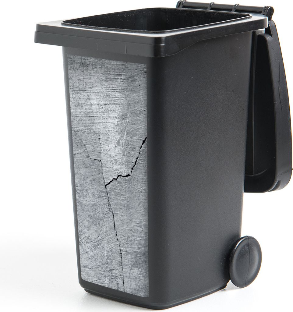 MuchoWow Mülltonnenaufkleber Beton - Grau - Riss 38x80 cm - Behälteraufkleber - Mülleimer-Aufkleber - Container-Aufkleber