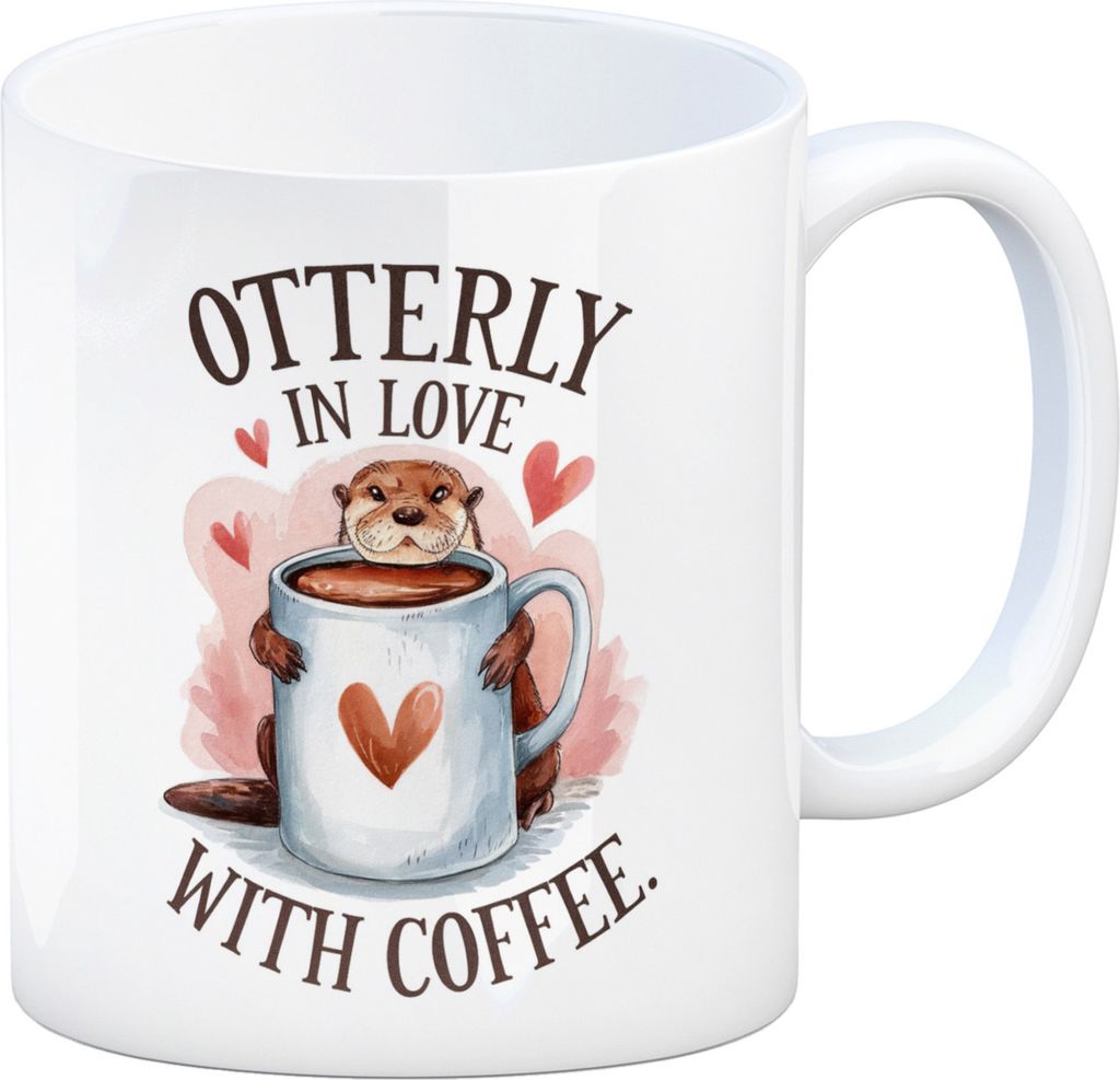 Otter umarmt Kaffeetasse Otterly in Love Kaffeebecher