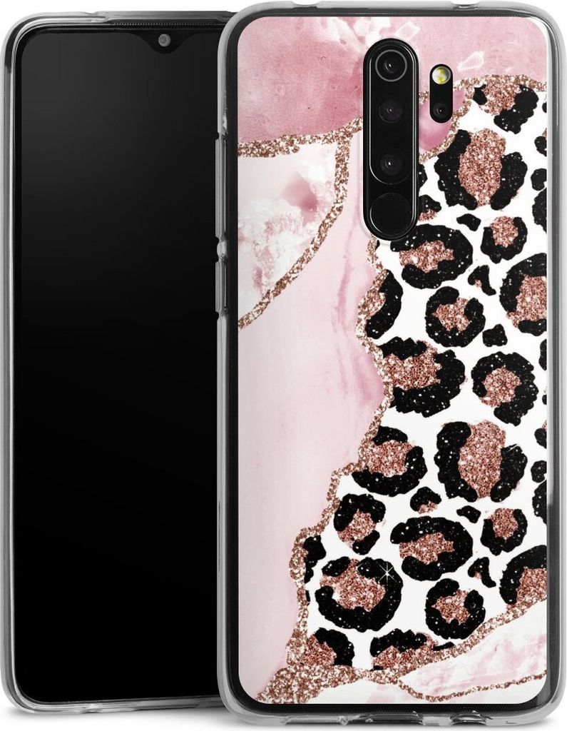 DeinDesign Handyhülle für Xiaomi Redmi Note 8 Pro Silikon Hülle Case Smartphone Schutzhülle Glitzer Look Leopard Marmor