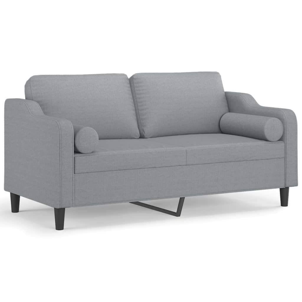 "2026 MODERNE" 2-Sitzer-Sofa/Chaiselongue - elegantes Design - Couchgarnitur Wohnzimmer - mit Zierkissen Hellgrau 140cm Stoff - 158x77x80cm - Klass...