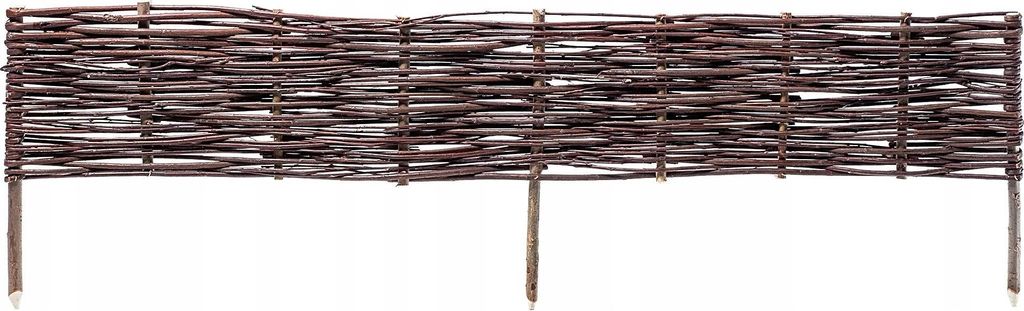 Gartenpalisade - RPM Rasenkantenzaun - 120 x 20 cm - Rattan-Flechtoptik - Braun